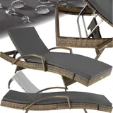 Tectake Rattan Sonnenliege 190 x 71 x 34 – 74,5 cm Natur