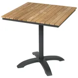Cinas Ambia Garden Bistrotisch, Anthrazit, Natur, Holz, Metall, Teakholz, vollmassiv, quadratisch, Rundrohr, Sternfuß, 70x74x70 cm, Esszimmer, Tische, Esstische, Esstische quadratisch