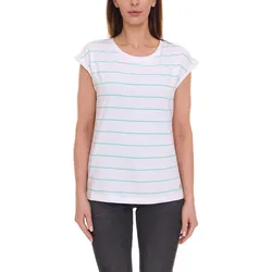 Tamaris T-Shirt schickes Damen Sommer-Shirt mit Rundhalsausschnitt Baumwoll-Shirt 99612539 Weiß - 34