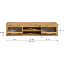 xonox Jam Lowboard 160x37x40 cm Eiche Wotan Kunststoff