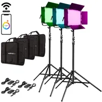 walimex pro LED Rainbow 100W RGBWW Set 3 (3x Rainbow 100W, 3x Lampenstativ GN-806), Hintergrundsystem