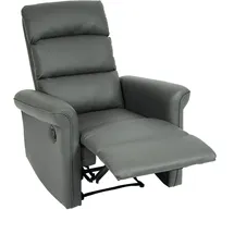 Mendler Relaxsessel Sessel Liegesessel, Liegefunktion verstellbar Kunstleder ~ grau
