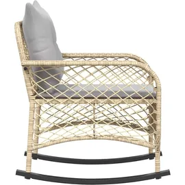 vidaXL Garten-Schaukelstuhl mit Kissen Beige Poly Rattan, Gartenstuhl, Gartensessel, Outdoor-Schaukelstuhl, Schaukelsessel, Schwingsessel