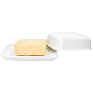 van Well Butterdose Van Well Avanti Butterdose mit Deckel weiß für 250g Butter-Schale, Porzellan weiß
