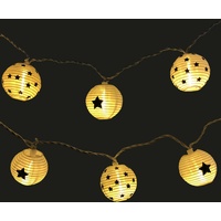 LED Lichterkette 20 Lampions mit Sternen für außen - Strom Deko Garten Girlande
