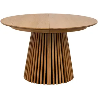 Carryhome Esstisch, Eiche, Holz, Eiche, furniert, massiv, rund, Säule, 120x75x120 cm, ausziehbar, Esszimmer, Tische, Esstische