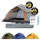 Lumaland Camping Zelt | Leichtes Pop Up Wurfzelt | 2-3 Personen Kuppelzelt | Trekking & Festival Igluzelt | Sekundenzelt Wasserdicht 210x190x110cm | Ideal auch als Strand Wind- & Sonnenschutz [Grau]
