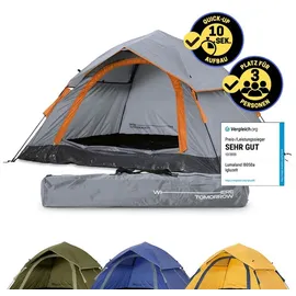 Lumaland Camping Zelt | Leichtes Pop Up Wurfzelt | 2-3 Personen Kuppelzelt | Trekking & Festival Igluzelt | Sekundenzelt Wasserdicht 210x190x110cm | Ideal auch als Strand Wind- & Sonnenschutz [Grau]