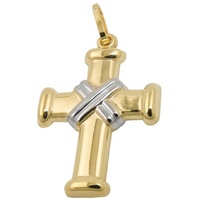 Gallay Kreuzanhänger Anhänger 20x15mm Kreuz bicolor 9Kt GOLD, Goldschmuck für Damen goldfarben