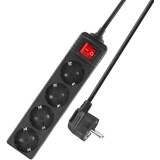 Act Steckdosenleiste mit beleuchtetem Schalter, 4 Steckdosen, 2m Kabel, schwarz