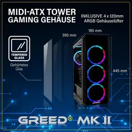 Greed MK2 Gaming-PC Intel Core i7 12700F 4,9 GHz 32 GB RAM 1 TB SSD Nvidia Geforce RTX 5060 Win 11 Pro