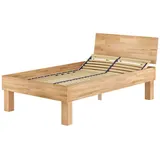 Erst-Holz Hohes Seniorenbett 120 x 220 cm Einzelbett in Überlänge Buche Massiv Modell 81 Federholzrahmen inkl.