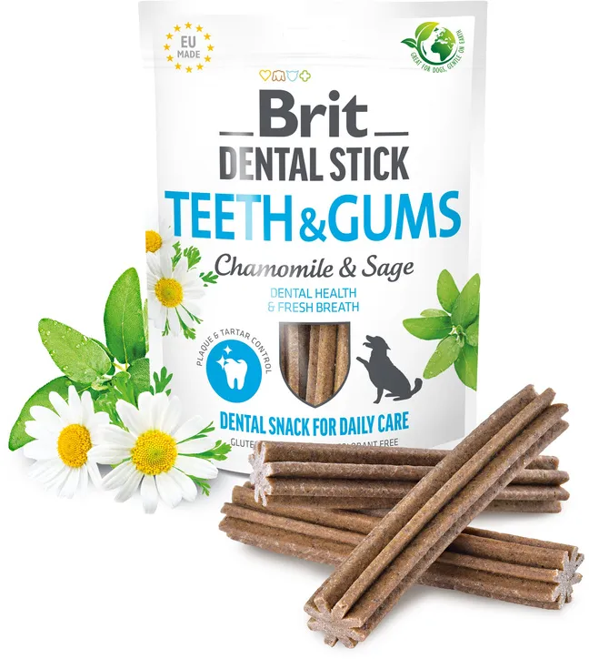 BRIT CARE Dog Dental Stick Zähne & Zahnfleisch mit Kamille & Salbei 7st (251g) (Mit Rabatt-Code BRIT-5 erhalten Sie 5% Rabatt!)