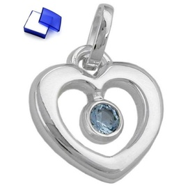 unbespielt Gallay Herzanhänger 17x16mm Herz synthetischer Blautopas glänzend Silber 925 Anhänger 1-tlg) silberfarben