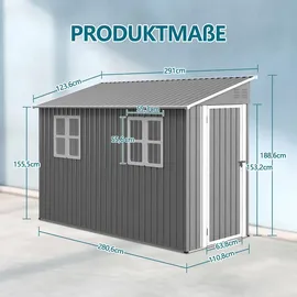 chellago Gerätehaus 2,81 x 1,11 m Grau