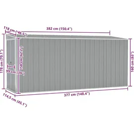 vidaXL Wand-Geräteschuppen 1,18 x 3,82 x 1,78 m grau