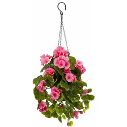 Kunstblume MY HOME "Geranie", rot, B:24cm H:60cm L:22cm, Obermaterial: 85% Polyester, 10% Kunststoff, 5% Metall, Kunstpflanzen, Im Topf, mit Hängeampel, künstliche Geranien