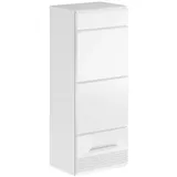 Newroom Hängeschrank Weiß Hochglanz Badschrank Modern - 30x77x23 cm (BxHxT) - Wandschrank Badezimmermöbel - [Floyd.Four] Bad Badezimmer