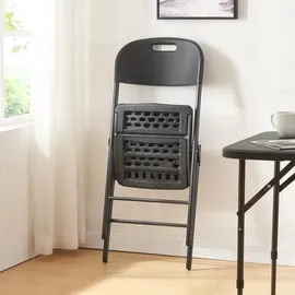 [en.casa] Gartenstühle, Ljusnarsberg 4er Set Kunststoff Schwarz