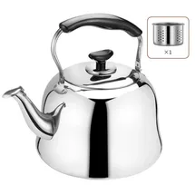 BAYLI 1 L Teekanne aus Edelstahl, Wasserkessel mit Sieb, Pfeifkessel, türkische Tee Kanne für Samowar, ??????, Caydanlik, Teebereiter mit Griff und Deckel, türkischer Teekocher mit 1 Liter Volumen