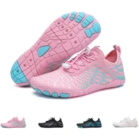 GemChve Barfußschuhe Damen Wasserschuhe Herren Barfuss Schuhe Walkingschuhe Schnell Trocknen Aquaschuhe Atmungsaktives rutschfest Weich Leicht Fitnessschuhe Pink 40EU - 40 EU