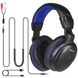 SIMOLIO TV Kopfhörer mit langem Kabel, Over Ear Headset für Fernseher mit Tonverstärkung, Tonregler & Lautstärkeregler, 18ft Spulenkabel mit Clip, 3.5mm AUX & RCA Audio, 40 Std. Spielzeit, SM-905TV