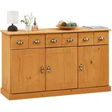 IDIMEX Sideboard Paris aus Kiefer massiv in gebeizt/gewachst, schöne Kommode mit 3 Türen, praktische Apothekerkommode mit 3 Schubladen