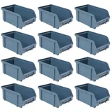 GarPet Stapelboxen Schraubenbox Lagerboxen Stapelboxen Werkstatt Sichtlagerboxen klein groß Set Wandhalterung Wand 12x Stapelbox Gr.2 Sichtlagerkasten Lager Stapel Box Sortiment Kasten