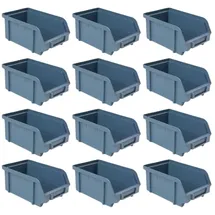 GarPet Stapelboxen Schraubenbox Lagerboxen Stapelboxen Werkstatt Sichtlagerboxen klein groß Set Wandhalterung Wand 12x Stapelbox Gr.2 Sichtlagerkasten Lager Stapel Box Sortiment Kasten