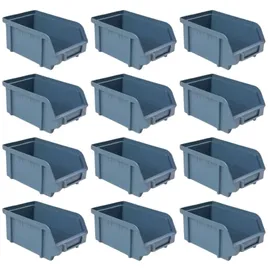 GarPet Stapelboxen Schraubenbox Lagerboxen Stapelboxen Werkstatt Sichtlagerboxen klein groß Set Wandhalterung Wand 12x Stapelbox Gr.2 Sichtlagerkasten Lager Stapel Box Sortiment Kasten
