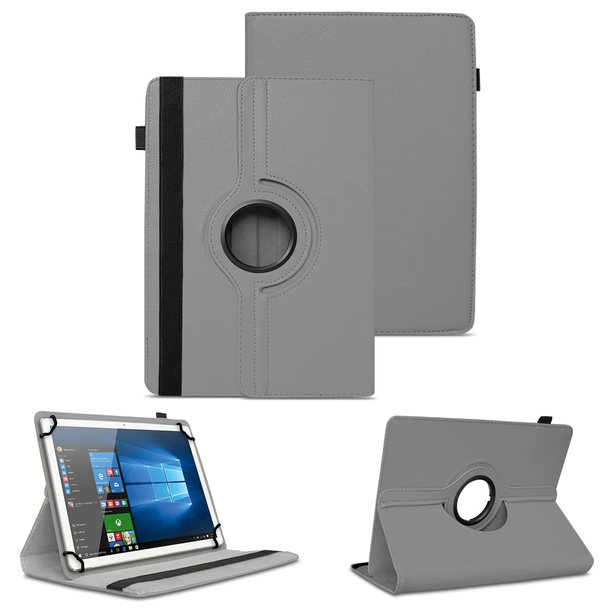 NAUC Tablet Hülle kompatibel mit Acepad A14 A145 A140 A130 A121 A12X A101 Tasche Schutzhülle Cover 360° Drehbar Schutz Case Ständer, Farben:Grau