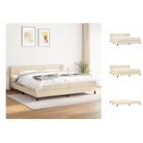 vidaXL Boxspringbett mit Matratze Creme 200x200 cm Stoff