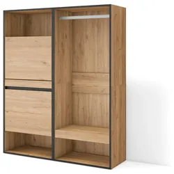 SKRAUT HOME Schuhschrank, Platzsparender Schrank, 120x35x145 cm, Schlafzimmer, Offener Schrank, Modern Style, Eiche - 458_17