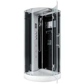 AcquaVapore Dampfdusche D37-23R3-ALL Dusche Dampfdusche Duschkabine -TH, Sicherheitsglas ESG, Höhenverstellbar, Gehärtetes Glas, Integrierte Massagedüsen, Multimedi schwarz