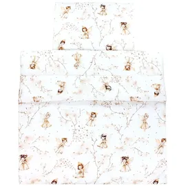 TupTam Kinder Gemusterte Bettdecken Set Ganzjahresdecke Bettdecke Kopfkissen Flachkissen 2tlg., Farbe: Beige/Feen, Größe: 135x100 cm
