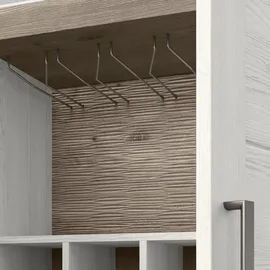 Set One by Musterring Highboard "York", weiß (weiß, eiche hell), B:129cm H:143cm T:42cm, SET ONE BY MUSTERRING, Sideboards, Highboard, Typ 19, mit 3 Schubkästen und Flaschenregal, Landhausstil, B 129cm