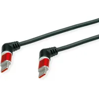 Roline USB 2.0 Kabel, Typ C - C, ST/ST, 360° Rotation, 60W, Spiralkabel, schwarz/rot, 1,5 m