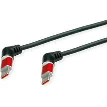 Roline USB 2.0 Kabel, Typ C - C, ST/ST, 360° Rotation, 60W, Spiralkabel, schwarz/rot, 1,5 m