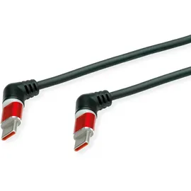 Roline USB 2.0 Kabel, Typ C - C, ST/ST, 360° Rotation, 60W, Spiralkabel, schwarz/rot, 1,5 m