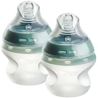 TOMMEE TIPPEE Babyflaschen, Natural Start Anti-Kolik-Babyflasche aus Silikon mit brustähnlichem Sauger für einen langsamen Flüssigkeitsfluss, 150 ml, ab 0 Monate, selbst sterilisieren, 2 Stück
