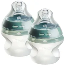 TOMMEE TIPPEE Babyflaschen, Natural Start Anti-Kolik-Babyflasche aus Silikon mit brustähnlichem Sauger für einen langsamen Flüssigkeitsfluss, 150 ml, ab 0 Monate, selbst sterilisieren, 2 Stück