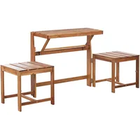 Beliani 2-in-1 Gartenbank Akazienholz Hellbraun 90cm 2-Sitzer Holzbank Tuenno