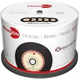 PrimeOn CD-R 80Min/700MB/52x Cakebox 50 Disc), black-vinyl-disc Surface, schwarz, beige,rot, 700 MB