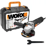 Worx WX718 Winkelschleifer 900W – Kompaktes Schleifgerät mit verstellbarem Griff & vibrationsfreiem Zusatzhandgriff zum Schleifen & Schneiden – Scheibendurchmesser 125mm – Leerlaufdrehzahl 12000/m