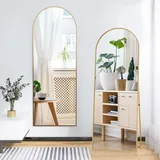 Standspiegel 177x77 cm - Bogenförmiger Ganzkörper-Standspiegel mit robustem Aluminiumrahmen - Ideal für Wohnzimmer oder Schlafzimmer - Wahlweise