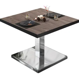 GGM Möbel Bistro Loungetisch 60 x 60 x 41 cm Light Wenge/Edelstahl