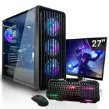 SYSTEMTREFF Gaming Komplett PC Set AMD Ryzen 7 5700 8x4.6GHz | Nvidia RTX 5060 Ti 8GB | 1TB M.2 NVMe | 32GB DDR4 RAM | Windows 11 | 27 TFT Monitor | Desktop Paket Computer für Gamer, Gaming