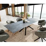 DeLife Esstisch Edge 200-300x100 Keramik Laminam®Nero Greco Anthrazit Kreuzgestell Rechteck Schwarz ausziehbar, Esstische