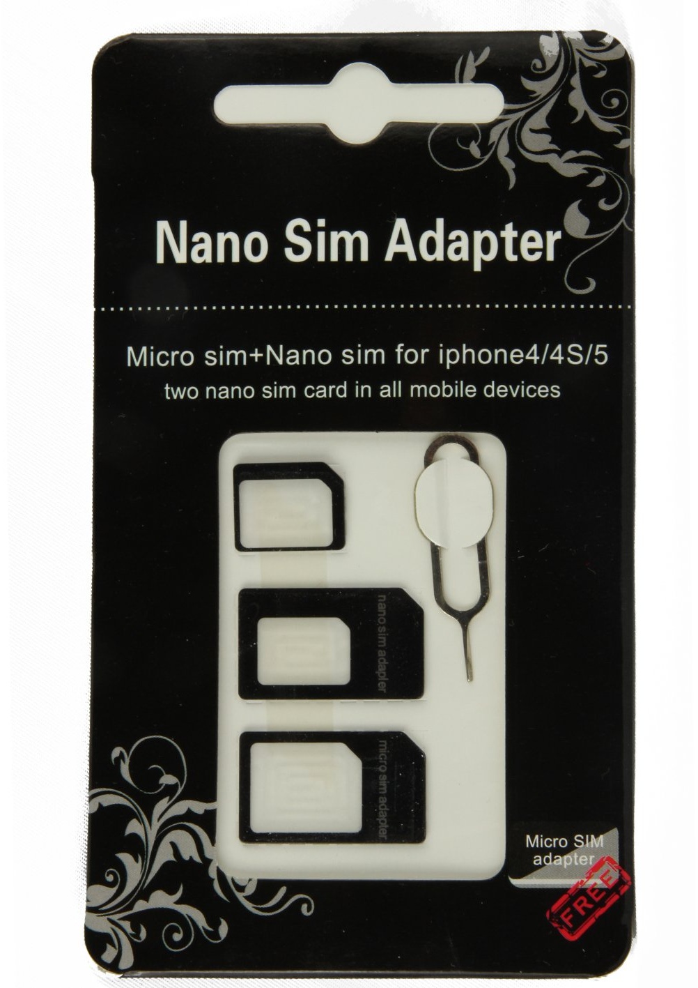 Elfenstall - Nano SIM Karten Card Adapter Nano zu micro / nano + micro zu Standard SIM Karte + Eject Pin für Smartphones und Tablets z. B. Für Apple iPhone 4, 4s, 5, 5s und Iphone 6 / HTC One / Samsung Galaxy