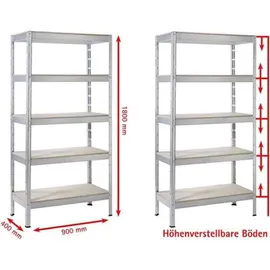 SCHULTE Regalwelt Schwerlastregal 5 Holzböden, 180x90x40 cm (HxBxT), Traglast pro Ebene 175 Kg, verzinkt, Lagerregal,
